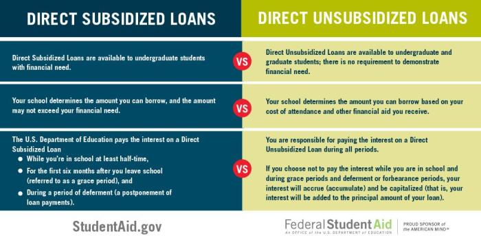 Unsubsidized subsidized vs table loans student