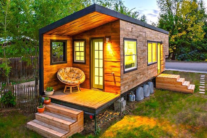 Tiny house homes wood interior evergreen carpenter builds orono porch veteran impressive gorgeous working maine wooden cumberland screened boasts natural
