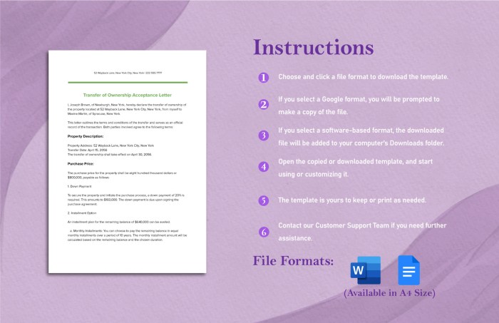 Letter transfer property ownership business examples letters word pdf templates